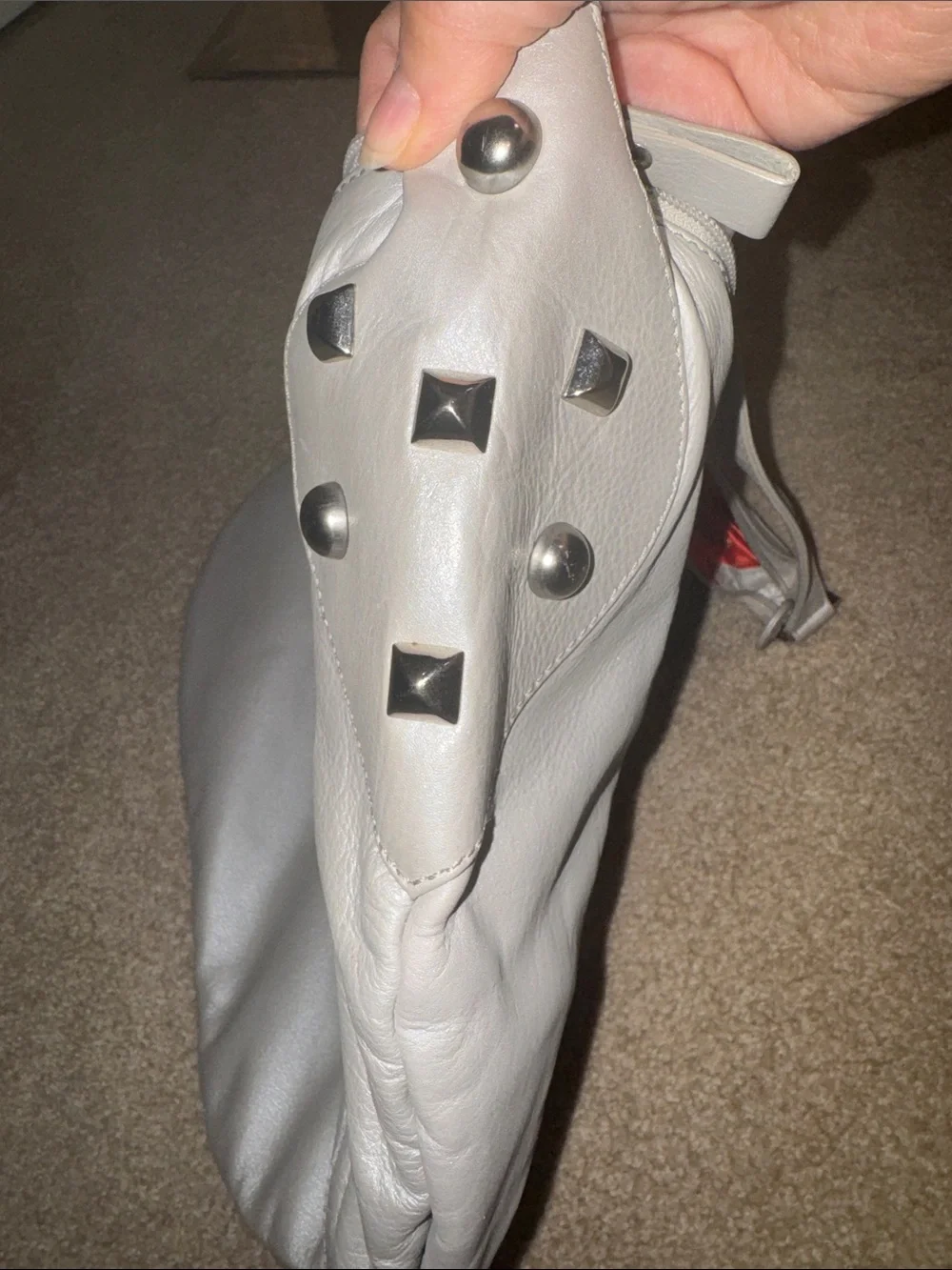 Sleek Metallic Leather Hobo Bag - Silver